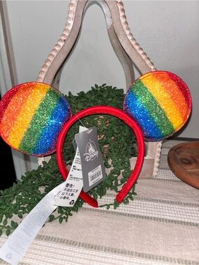 NEW glitter Disney parks rainbow LOVE Mickey ears